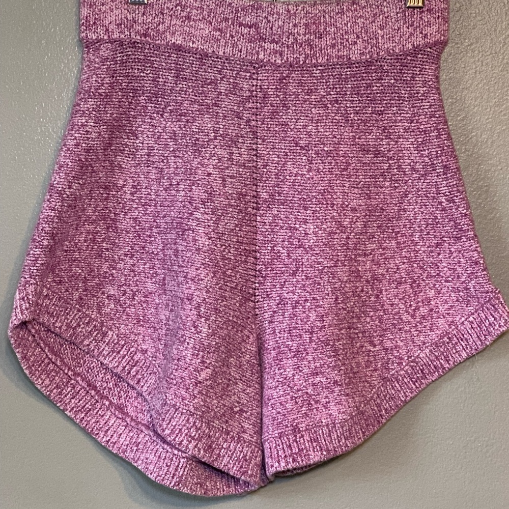 Free People Beach Cruising Sweater Shorts XS Pink Boho Knit Lounge Cozy